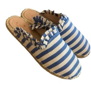 Kate Spade Women’s Laila Espadrille Mule Canvas Blue White Striped New Size 7